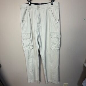 Plugg Worldwide Mens Stone Beige Cotton Cargo Pants Straight Leg 34x34 31 Inseam